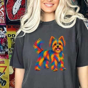 Yorkie Mom Shirt, Yorkie Lover Gift, Colorful Dog Tee, Yorkshire Dog Art, Puppy Graphic Tee, Dog Mom Sweatshirt image 5