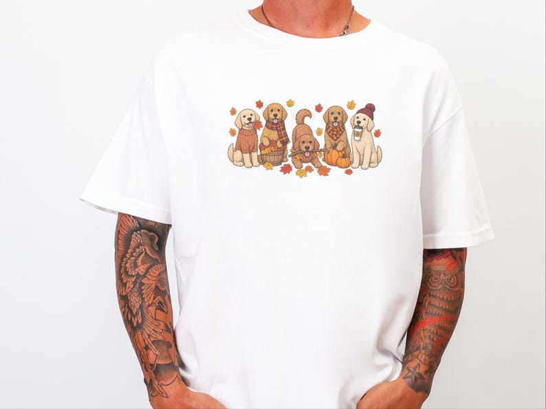 Herbst-Shirt mit Golden-Retriever-Motiv, Geschenk für Hundeliebhaber im Herbst, T-Shirt für Golden-Retriever-Mama, Sweatshirt mit Kürbismotiv, Kuschelige Kleidung für Welpen im Herbst Bild 10