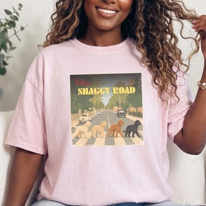 Comfort Colors Beatles Inspired Goldendoodle Shirt, The Doodles Shaggy Road Parody Tee, Retro Classic Rock Band Dog Mom Clothing image 2