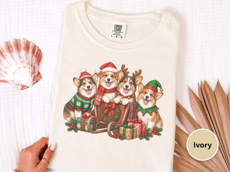 Corgi Christmas Shirt, Holiday Dog Shirt, Corgi Mom Gift, Festive Puppy Top, Dog Lover Gift Bild 1