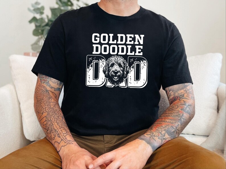 Goldendoodle Dad Shirt | Dog Dad Life Tee | Funny Goldendoodle Owner Apparel | Proud Dog Father T-Shirt, Comfort Colors | Pet Crewneck Shirt image 3