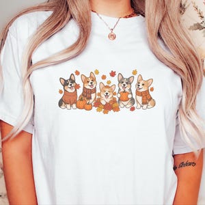 Corgi Autumn Shirt, Fall Corgi Tee, Dog Lover Gift, Corgi Mom Sweatshirt, Pumpkin Patch Shirt, Fall Dog Shirt image 1