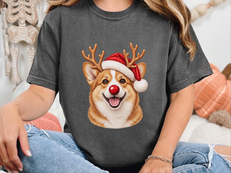 Sudadera navideña de Corgi, camiseta festiva navideña para perros, regalo navideño para dueños de perros, sudadera de cuello redondo para mamás de Corgi imagen 1