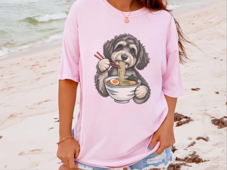 T-shirt Schnoodle Ramen, Cadeau pour propriétaire de Schnoodle, T-shirt pour amoureux des ramen, Cadeau pour maman de chien, T-shirt cuisine japonaise, T-shirt pour gourmand de nouilles image 5