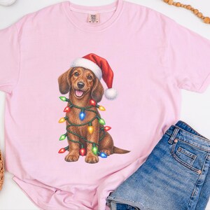 Christmas Dachshund Shirt, Dog Christmas Gift, Dachshund Xmas Sweatshirt, Holiday Dog Tee, Doxie Lover Present image 1