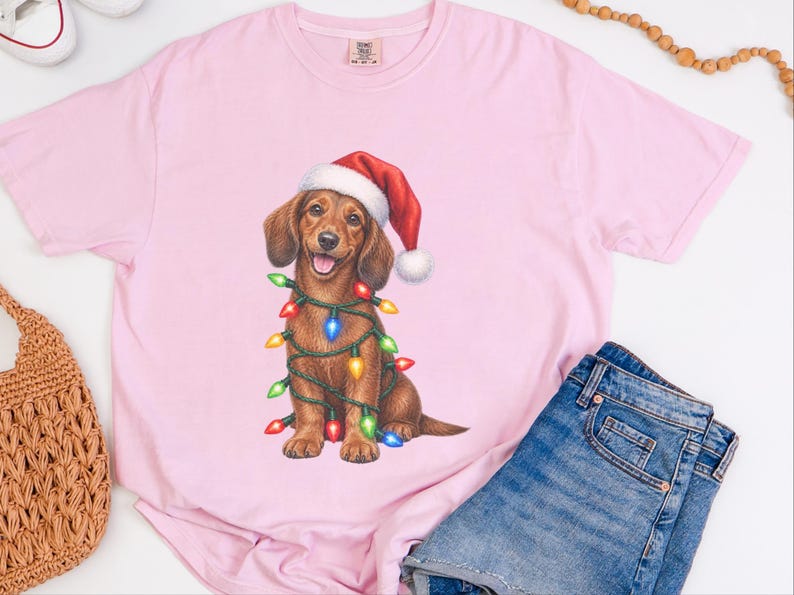 Christmas Dachshund Shirt, Dog Christmas Gift, Dachshund Xmas Sweatshirt, Holiday Dog Tee, Doxie Lover Present image 1