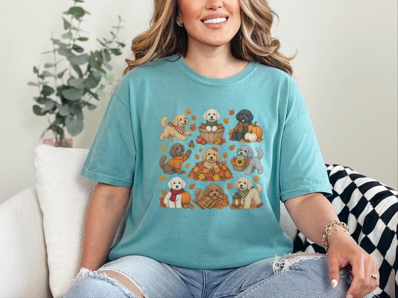 Maltipoo Fall Shirt, Fall Dog Lover Gift, Autumn Puppy Tee, Cozy Fall Dog Shirt, Maltipoo Mom Shirt image 9
