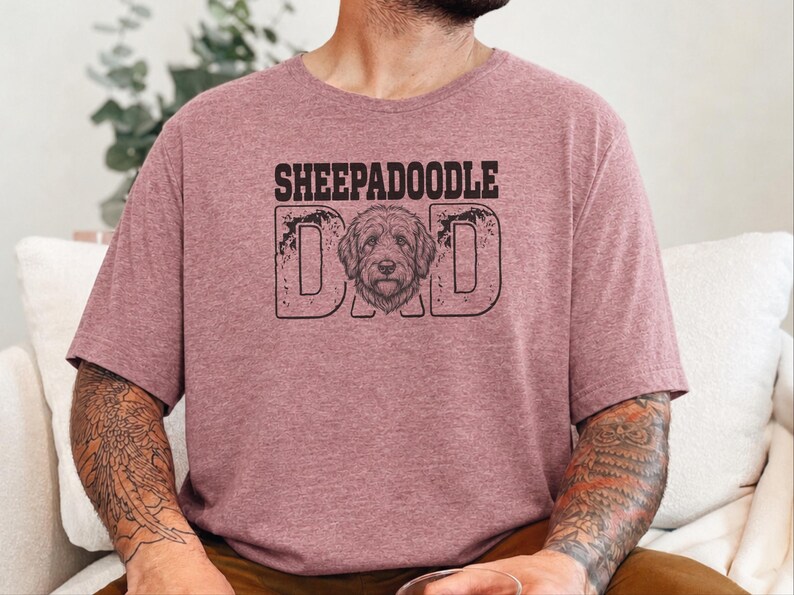 Sheepadoodle Dad Tee, Doodle Dad Shirt, Funny Dog Owner Graphic, Personalized Pet Lover Tee, Fathers Day Dog Parent Apparel, Funny Dog Tee image 1