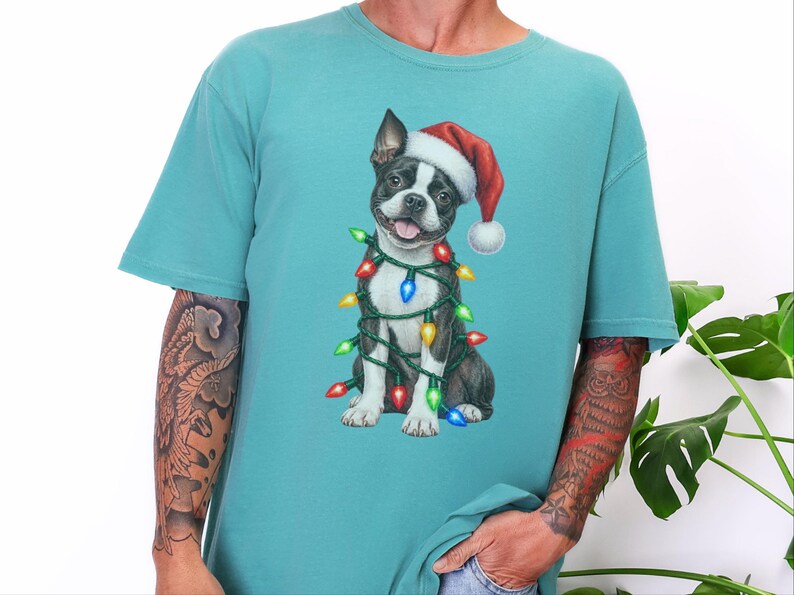 Boston Terrier Christmas Shirt, Boston Terrier Mom Gift, Holiday Dog Shirt, Christmas Puppy Sweatshirt, Dog Owner Gift, Dog Christmas Tee image 2