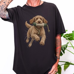 Labradoodle Shirt, Labradoodle Gift, Waterfowl Hunter, Hunting Dog Art, Outdoor Enthusiast, Duck Hunting Tee, Doodle Dog Dad Gift image 5