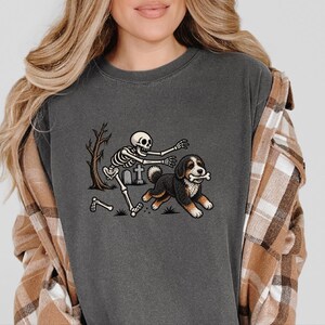 Bernedoodle Dog Shirt, Skeleton Dog Shirt, Halloween Pet Gift, Funny Bernedoodle Shirt, Halloween Dog Tee, Bernedoodle Mom Gift image 4