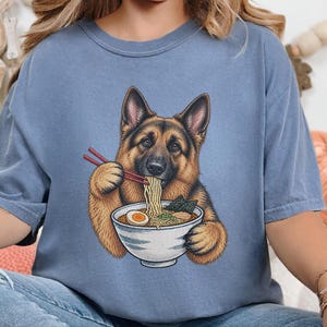 German Shepherd Ramen Shirt, Ramen Lover Gift, Funny Dog Tee, Japanese Food Shirt, Shepherd Dog Lover Gift, Noodle Lover Sweatshirt image 6
