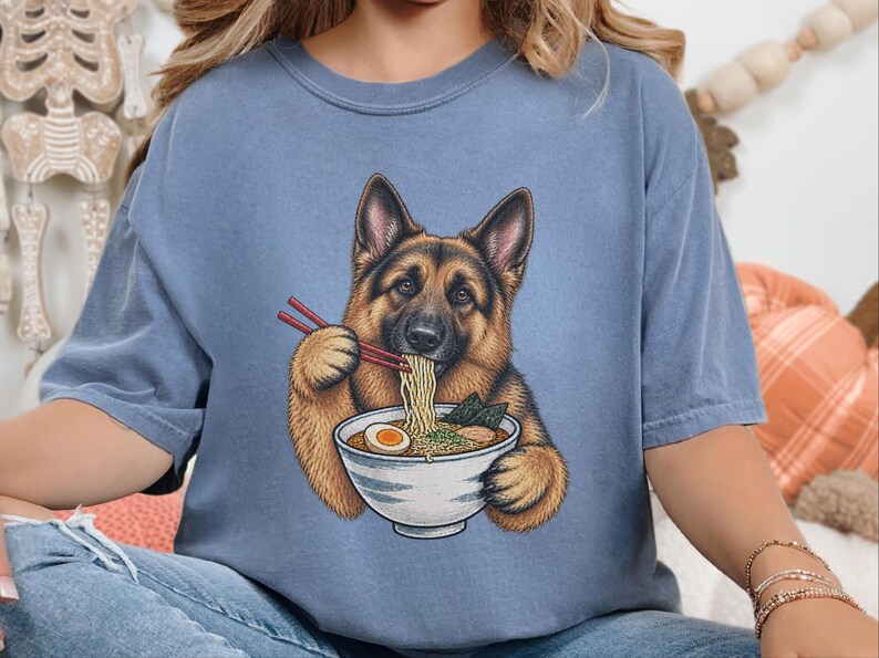 German Shepherd Ramen Shirt, Ramen Lover Gift, Funny Dog Tee, Japanese Food Shirt, Shepherd Dog Lover Gift, Noodle Lover Sweatshirt image 6
