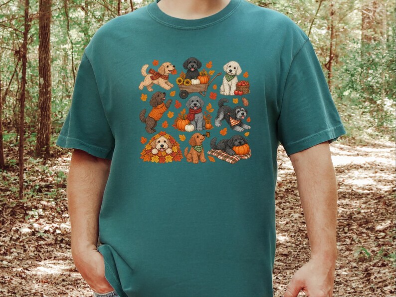 Schnoodle Fall Dog Shirt, Autumn Dog Lover Gift, Cute Puppy Sweatshirt, Pumpkin Patch Tee, Dog Mom Hoodie image 3