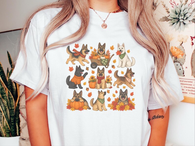 German Shepherd Fall Shirt, Autumn Dog Mom Gift, Cozy Season Sweatshirt, Puppy Lover Tee image 6