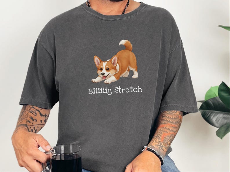Comfort Colors Energetic Dog Biiiiig Stretch Corgi Tee, Corgi Fan Gift, Funny Animal Person Shirt, Pembroke Welsh Corgi Lover, Dog Owner image 9