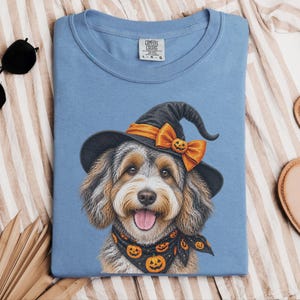 Witch Dog Shirt, Aussiedoodle Shirt, Doodle Mom Halloween Gift, Spooky Dog Lover Tee, Halloween Dog Shirt image 3