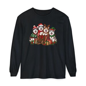 Siberian Husky Christmas Shirt, Husky Lover Gift, Festive Holiday Dog Sweatshirt, Santa Paws Xmas Tee image 13