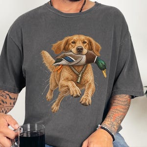 Golden Retriever Hunting Shirt, Duck Hunter Gift, Waterfowl Hunting Tee, Bird Dog Art Shirt, Duck Season Shirt, Outdoor Sportsman Gift image 9