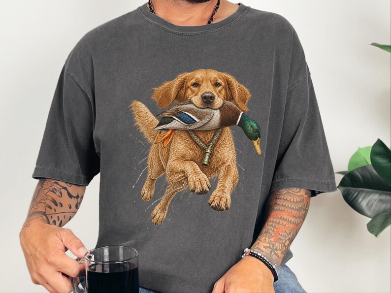 Golden Retriever Hunting Shirt, Duck Hunter Gift, Waterfowl Hunting Tee, Bird Dog Art Shirt, Duck Season Shirt, Outdoor Sportsman Gift image 9