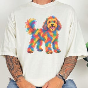 Cavapoo Shirt, Cavapoo Mom Gift, Colorful Dog Tee, Doodle Dog Art, Rainbow Puppy Graphic, Pet Lover Shirt image 2