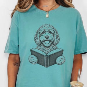 Labradoodle Reading Shirt, Bookish Dog Lover Gift, Labradoodle Dad Tee, Reading Dog Shirt, Bookworm Outfit image 5