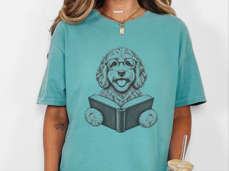 Labradoodle Reading Shirt, Bookish Dog Lover Gift, Labradoodle Dad Tee, Reading Dog Shirt, Bookworm Outfit image 5