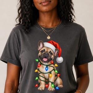 Christmas Dog Shirt, French Bulldog Christmas Gift, Holiday Dog Shirt, Frenchie Mom Sweatshirt, Christmas Pet Lover Tee image 2