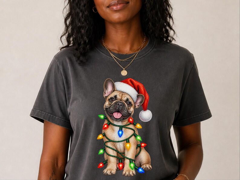 Christmas Dog Shirt, French Bulldog Christmas Gift, Holiday Dog Shirt, Frenchie Mom Sweatshirt, Christmas Pet Lover Tee image 2
