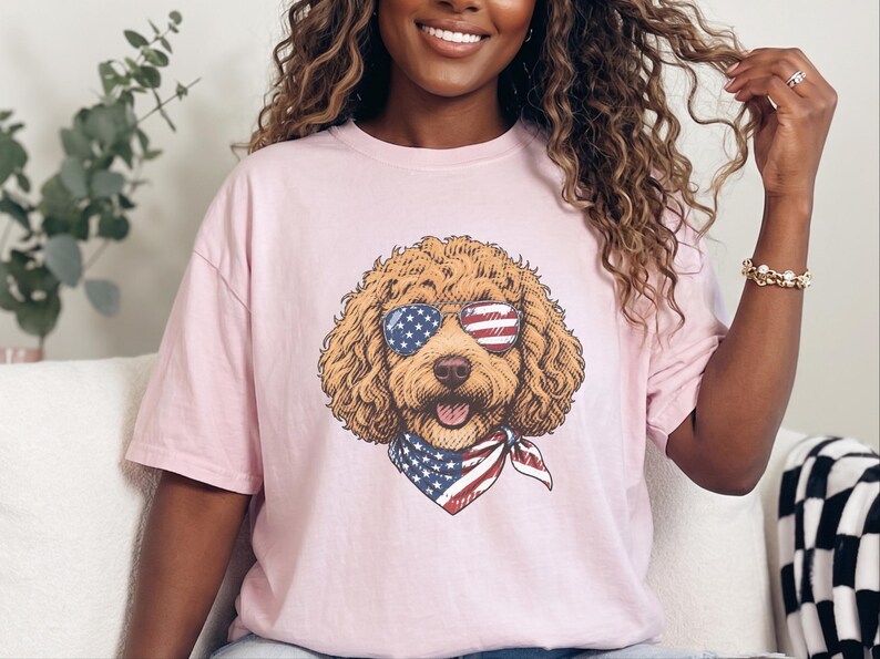Comfort Colors Cavapoo Mom Shirt, Patriotic Dog Shirt, Cavapoo Owner Gift, American Flag Tee, USA Puppy Apparel, Red White Blue Top image 8