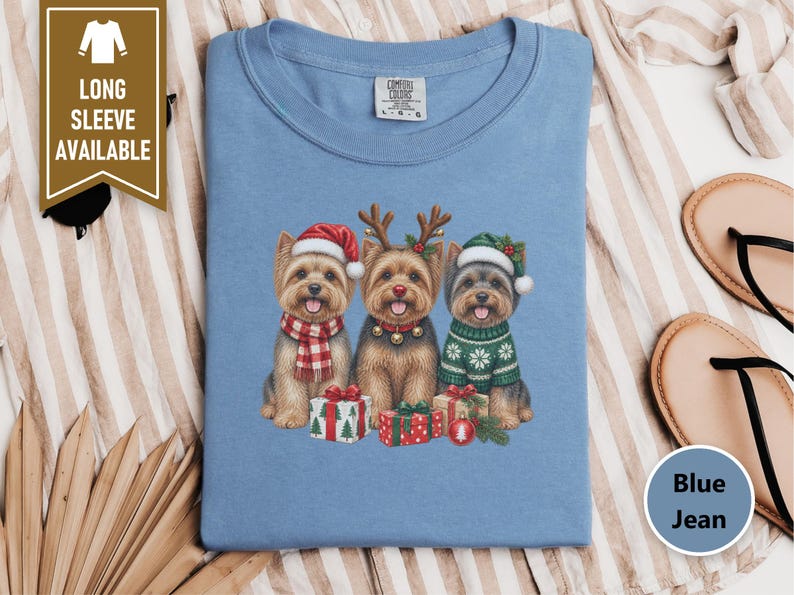 Christmas Yorkie Sweatshirt, Yorkie Mom Gift, Holiday Dog Crewneck, Festive Puppy Jumper, Yorkie Lover Apparel image 7