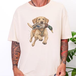 Yellow Lab Gift, Duck Hunting Shirt, Waterfowl Hunter Tee, Labrador Retriever Art, Bird Dog Shirt, Vintage Hunting Gift For Men image 3