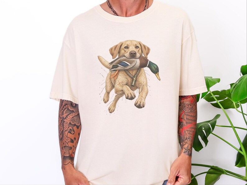 Yellow Lab Gift, Duck Hunting Shirt, Waterfowl Hunter Tee, Labrador Retriever Art, Bird Dog Shirt, Vintage Hunting Gift For Men image 3