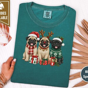 Christmas Pug Sweatshirt, Pug Christmas Gift, Holiday Dog Shirt, Pug Lover Sweatshirt, Festive Puppy Crewneck, Pug Mom Gift image 5
