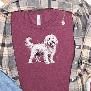 Golden Doodle Shirt and Canine Gift, Golden Doodle Sketch Custom Pet Art, Dog Mama Dad Apparel, Labradoodle Lover., Goldendoodle Shirt image 8