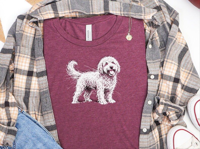 Golden Doodle Shirt and Canine Gift, Golden Doodle Sketch Custom Pet Art, Dog Mama Dad Apparel, Labradoodle Lover., Goldendoodle Shirt image 8