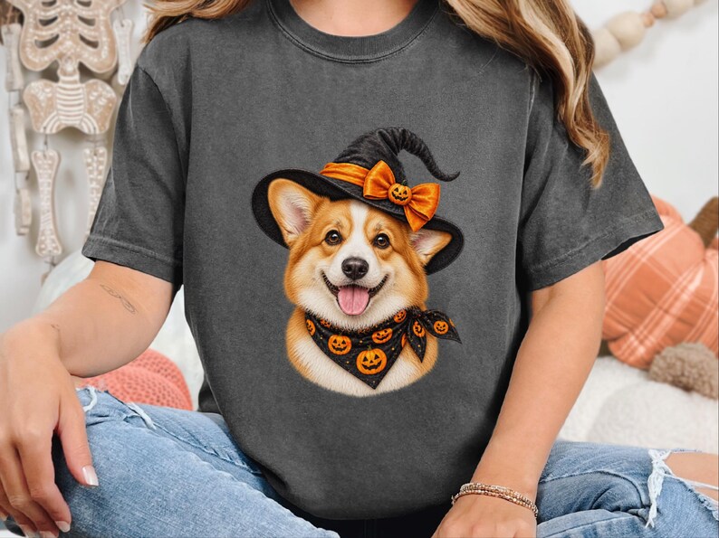 Corgi Halloween Tee, Dog Mom Fall Gift, Spooky Corgi Shirt, Halloween Dog Lover, Corgi Dad Present image 10