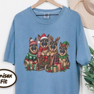 German Shepherd Christmas Shirt, Holiday Dog Lover Gift, Festive Gsd Mom Sweatshirt, Christmas Pet Tee, German Shepherd Owner Present image 5