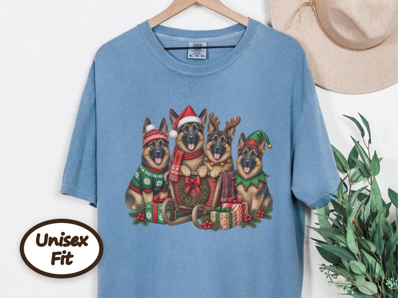 German Shepherd Christmas Shirt, Holiday Dog Lover Gift, Festive Gsd Mom Sweatshirt, Christmas Pet Tee, German Shepherd Owner Present image 5