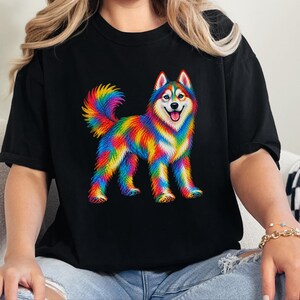Husky Dog Shirt, Siberian Husky Gift, Colorful Dog Art, Husky Mom Gift, Dog Lover Tee image 1