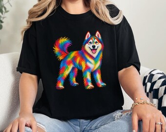 Husky Dog Shirt, Siberian Husky Gift, Colorful Dog Art, Husky Mom Gift, Dog Lover Tee