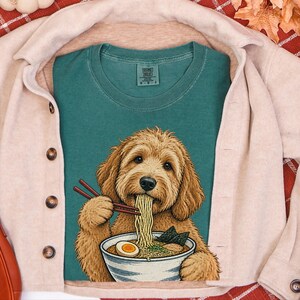 Goldendoodle Shirt, Golden Doodle Gift, Ramen Lover Tee, Japanese Food Shirt, Dog Mom Gift, Foodie Humor T-shirt, Ramen Noodles Japan image 2