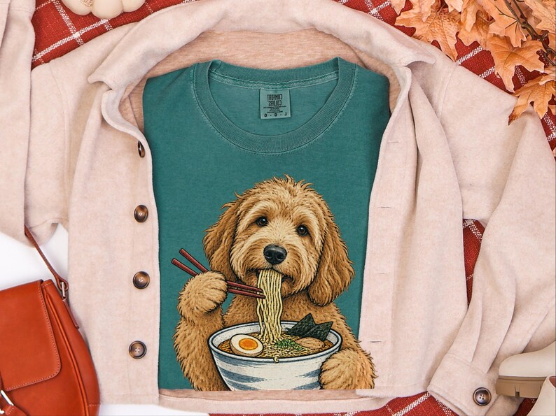 Goldendoodle Shirt, Golden Doodle Gift, Ramen Lover Tee, Japanese Food Shirt, Dog Mom Gift, Foodie Humor T-shirt, Ramen Noodles Japan image 2
