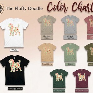 Doodle Dog Gift, Golden Doodle Floral Silhouette Shirt, Modern Pet Portrait Cottagecore Art, Wildflower Dog Mom., Goldendoodle Dog image 7