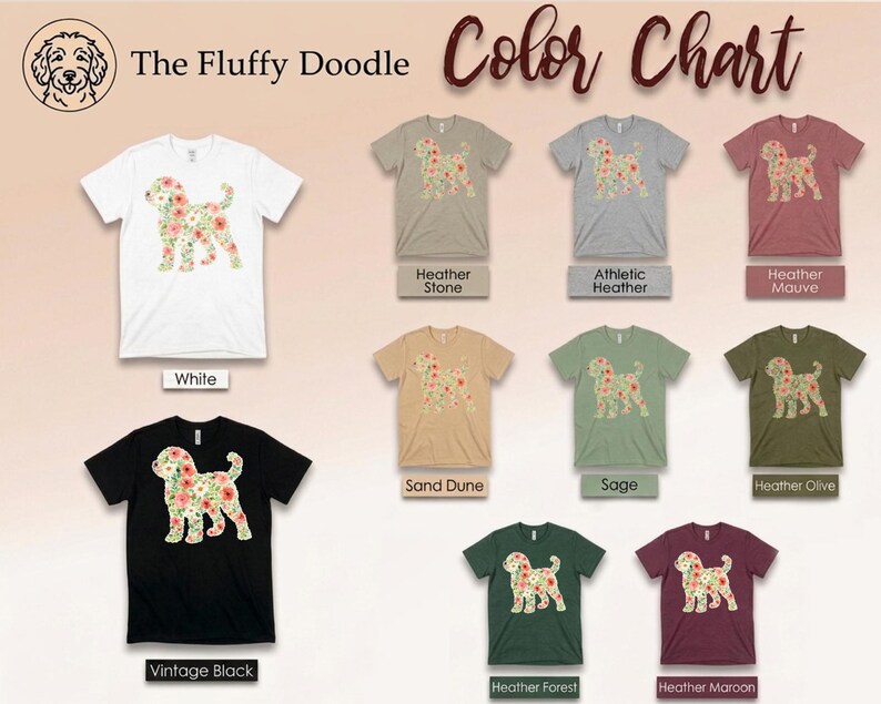 Doodle Dog Gift, Golden Doodle Floral Silhouette Shirt, Modern Pet Portrait Cottagecore Art, Wildflower Dog Mom., Goldendoodle Dog image 7