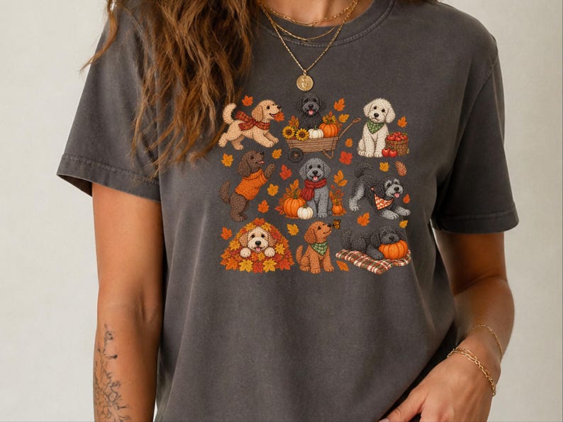 Schnoodle Fall Dog Shirt, Autumn Dog Lover Gift, Cute Puppy Sweatshirt, Pumpkin Patch Tee, Dog Mom Hoodie image 9