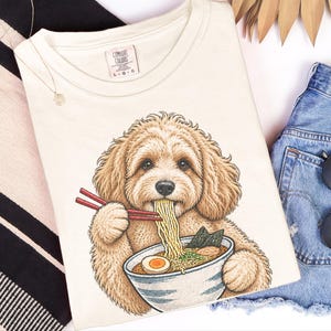 Maltipoo Ramen Shirt, Ramen Lover Gift, Foodie Dog T Shirt, Noodle Lover Tee, Japanese Food Shirt image 2