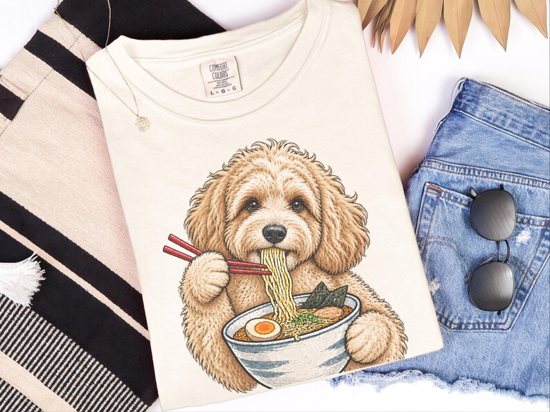 Maltipoo Ramen Shirt, Ramen Lover Gift, Foodie Dog T Shirt, Noodle Lover Tee, Japanese Food Shirt image 2