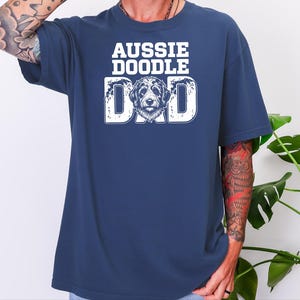 Comfort Colors Aussiedoodle Dad T-Shirt, Funny Retro Dog Lover Graphic Tee, Vintage Doodle Pet Parent Gift Idea, Best Dog Dad Apparel image 2