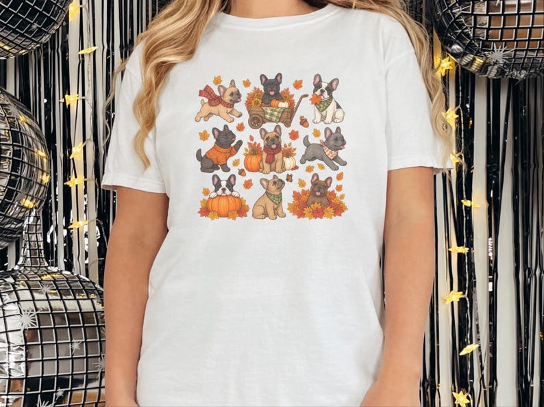 French Bulldog Fall Shirt, Frenchie Mom Gift, Autumn Dog Lover Tee, Pumpkin Season Sweater, Cute Puppy Graphic Top image 10